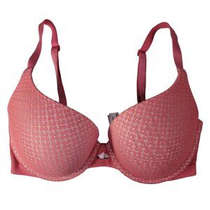 Victorias Secret Perfect Shape Bra Pink 36C Lightly Lined Plunge Adjustable